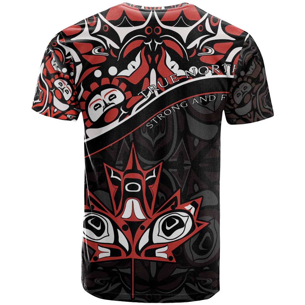 Canada Day T-Shirt Haida Maple Leaf Style Tattoo Black Graphic Tee