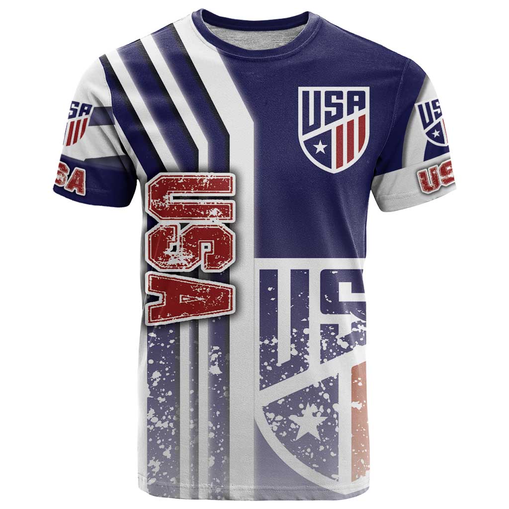 USA Soccer T-Shirt The Stars and Stripes Football - Road To Champion Graphic Tee