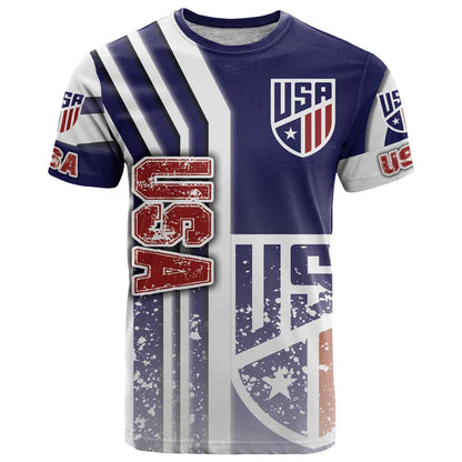 USA Soccer T-Shirt The Stars and Stripes Football - Road To Champion Graphic Tee