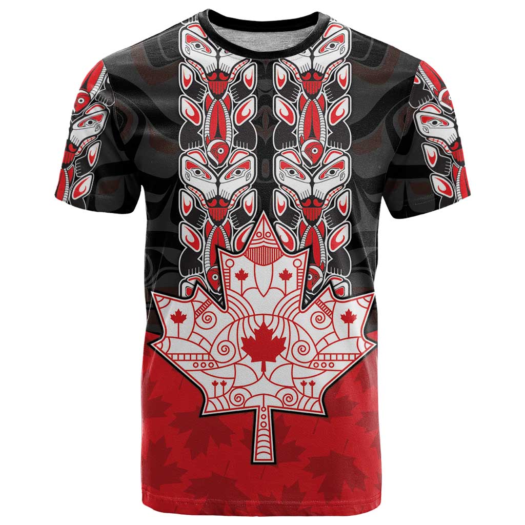 Personalised Canada Maple Leaf T-Shirt Haida Totem Inspired Art Graphic Tee