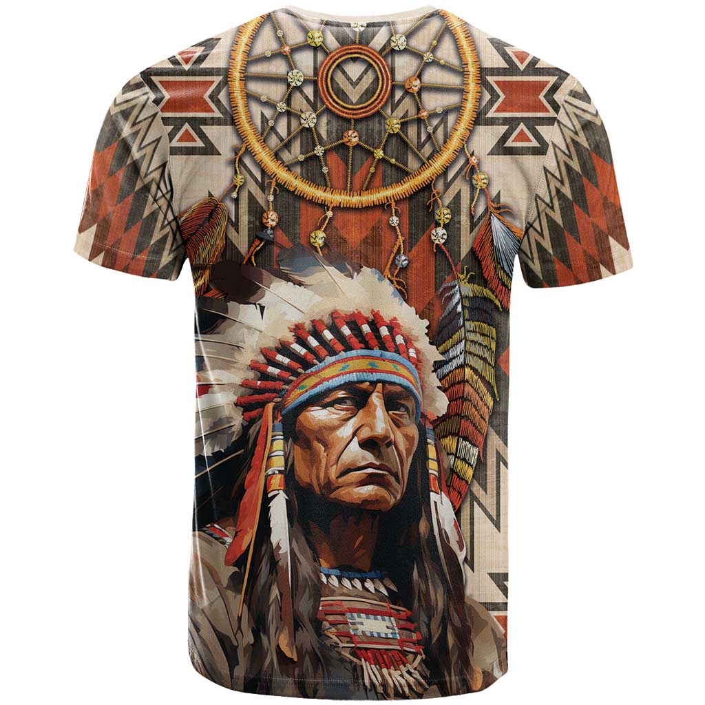Native American Man T-Shirt Feather Headdress With Dream Catcher Graphic Tee