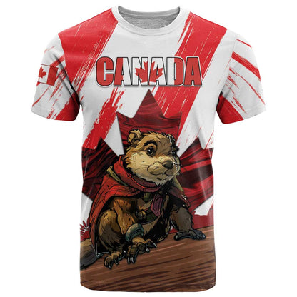 Personalised Canada Beaver Adventurer T-Shirt With Maple Leaf Graphic Tee
