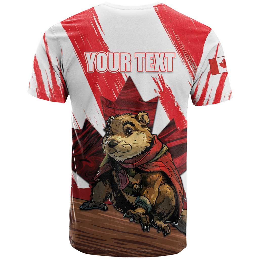 Personalised Canada Beaver Adventurer T-Shirt With Maple Leaf Graphic Tee