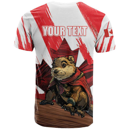Personalised Canada Beaver Adventurer T-Shirt With Maple Leaf Graphic Tee