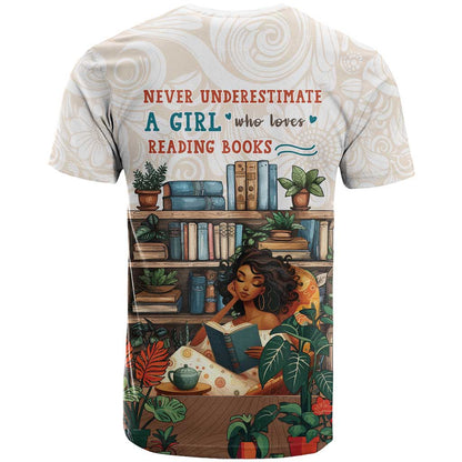 Never Underestimate A Girl Who Loves Reading Books T-Shirt Graphic Tee