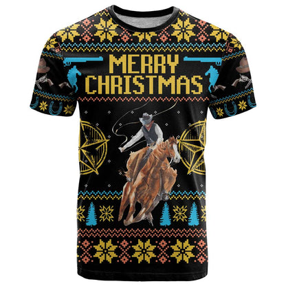 Cowboy Merry Christmas T-Shirt Graphic Tee