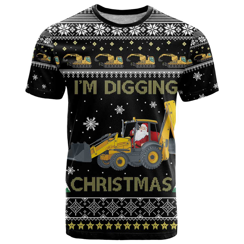 Im Digging Christmas T-Shirt Tractor Santa Claus Graphic Tee