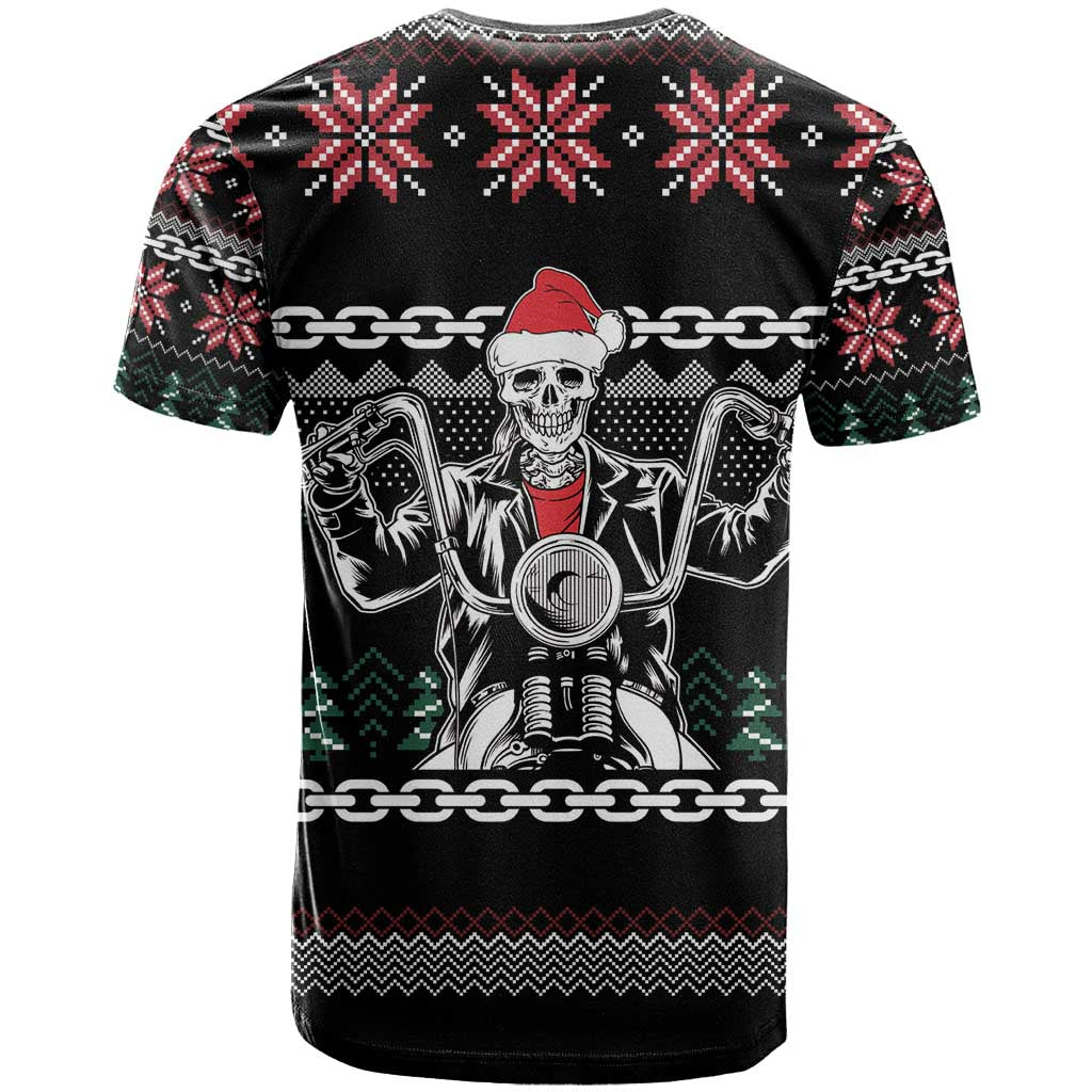 Live To Ride Motorbike Skeleton T-Shirt Biker Skull Christmas Graphic Tee