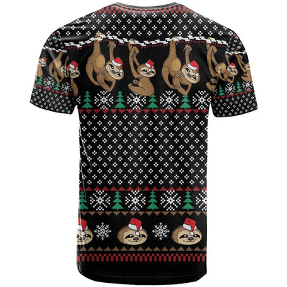 Merry Slothmas T-Shirt Cute Sloth Christmas Graphic Tee