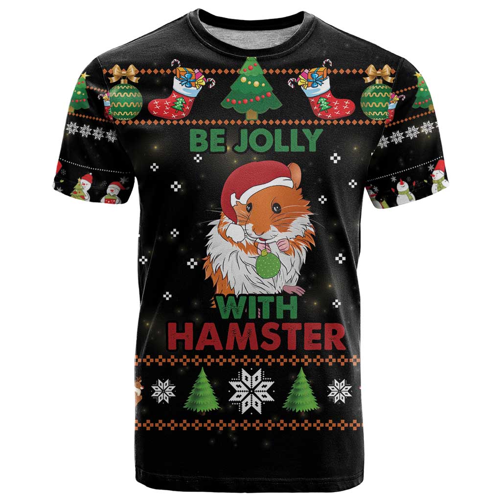 Merry Christmas Hamster Be Jolly T-Shirt Graphic Tee
