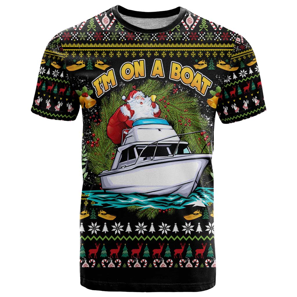 Santa On A Boat T-Shirt Christmas Gifts Graphic Tee