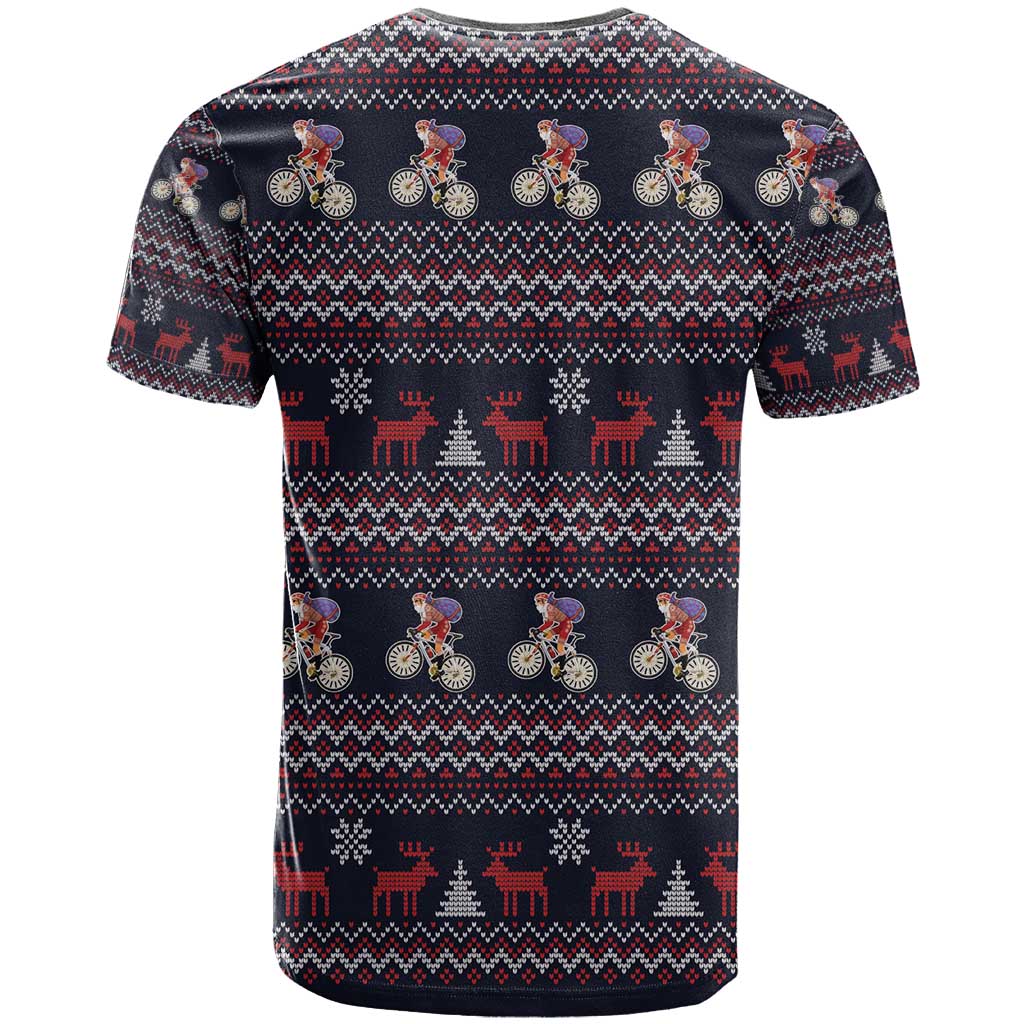 Santa Claus On Mountain Bike T-Shirt Christmas Gifts Graphic Tee
