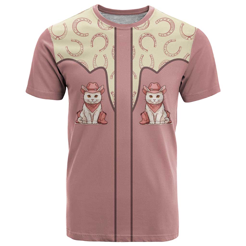 Cowcat T-Shirt Cowboy Cat Meowdy Retro Western Yoke Pink Graphic Tee
