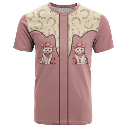 Cowcat T-Shirt Cowboy Cat Meowdy Retro Western Yoke Pink Graphic Tee