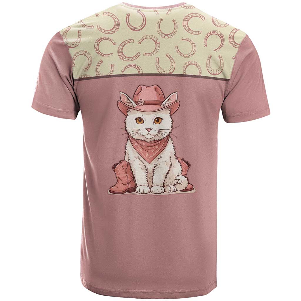 Cowcat T-Shirt Cowboy Cat Meowdy Retro Western Yoke Pink Graphic Tee