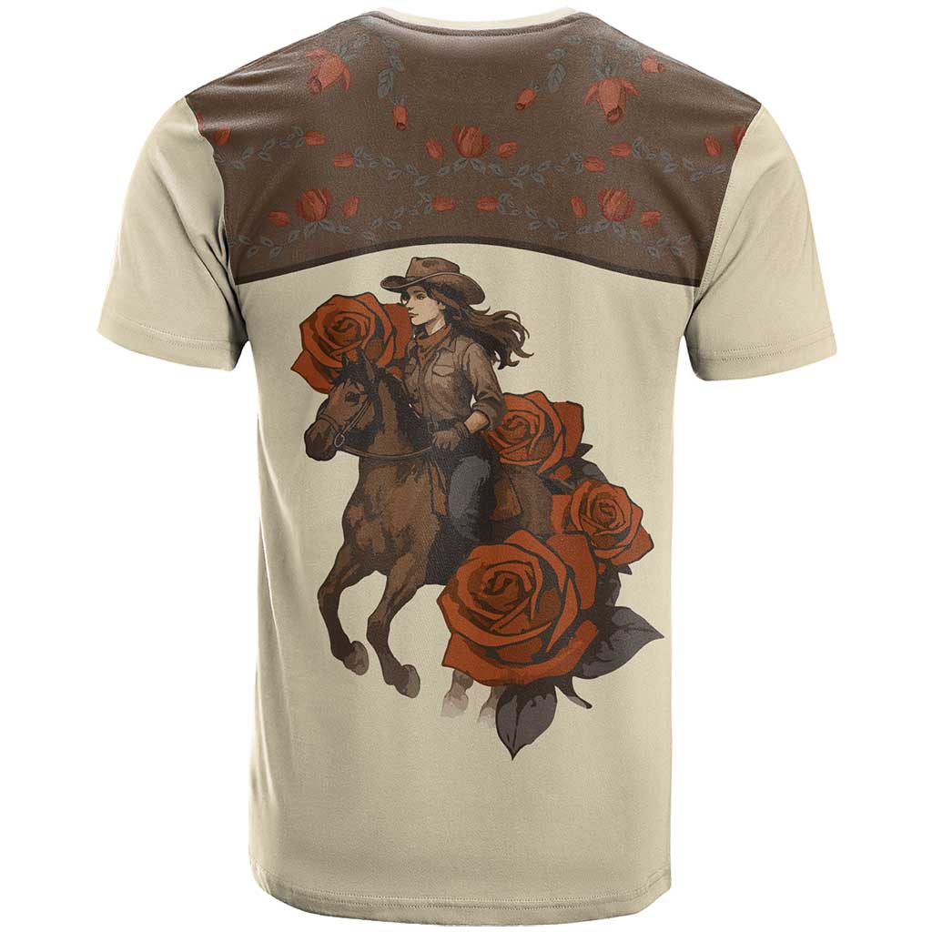 Cowgirl T-Shirt Rose Retro Western Yoke Graphic Tee