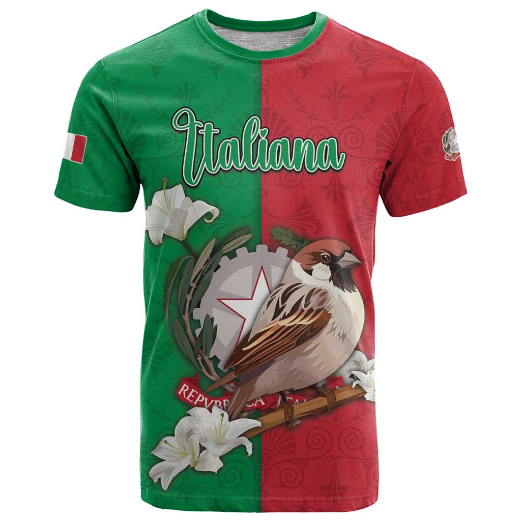 Personalized Italy T-Shirt Sparrow With Symbol Italiana Graphic Tee