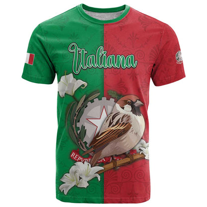 Personalized Italy T-Shirt Sparrow With Symbol Italiana Graphic Tee
