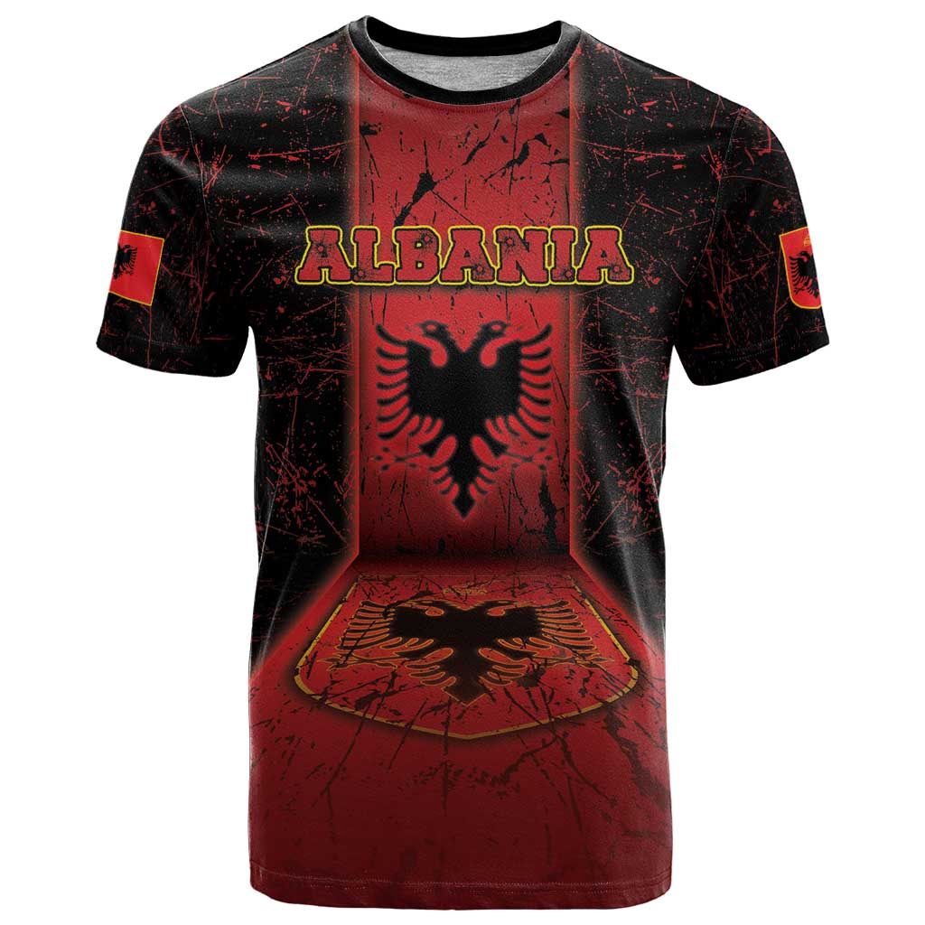 Personalized Albania T-Shirt Black Double Headed Eagle Graphic Tee