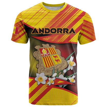 Personalized Andorra T-Shirt The Grandalla Flowers With Symbol Graphic Tee