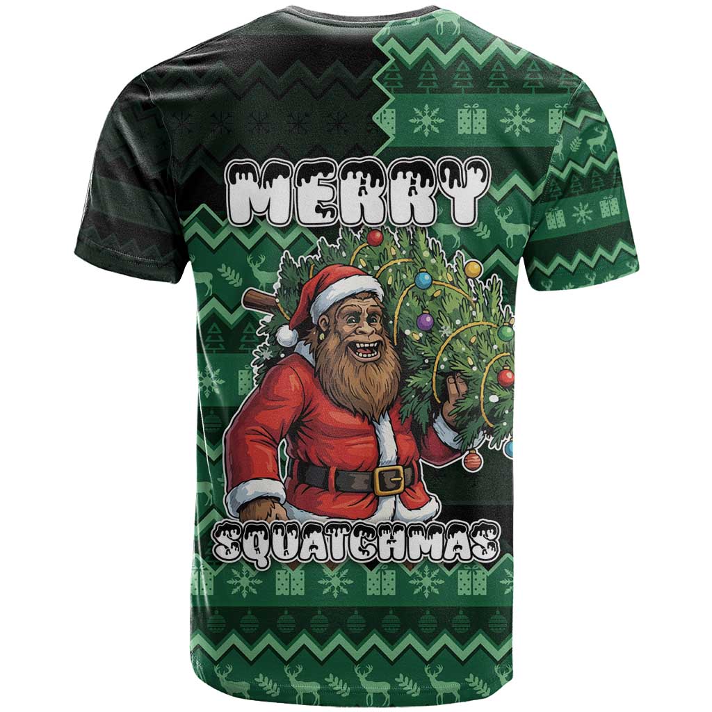 Bigfoot Christmas T-Shirt Squatching Through The Snow Graphic Tee
