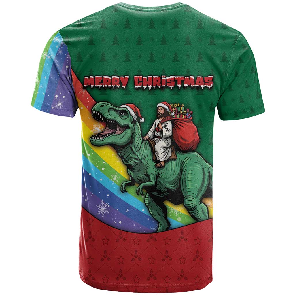 T Rex And Jesus Christmas T-Shirt Not Today Santa Graphic Tee
