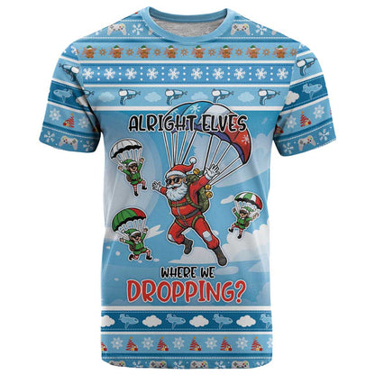 Gamer Christmas T-Shirt Alright Elves Where We Dropping Graphic Tee