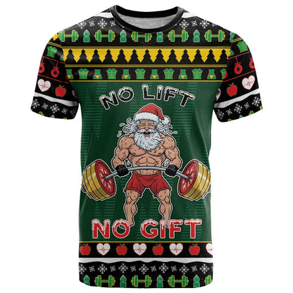 Xmas Gymer Christmas T-Shirt No Lift No Gift Graphic Tee