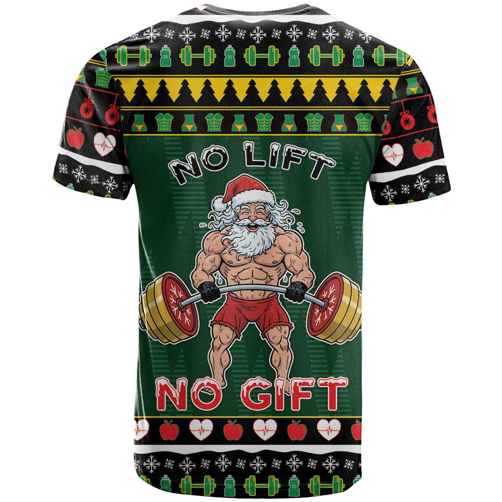 Xmas Gymer Christmas T-Shirt No Lift No Gift Graphic Tee