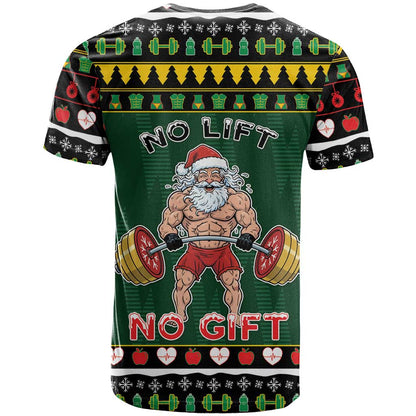 Xmas Gymer Christmas T-Shirt No Lift No Gift Graphic Tee