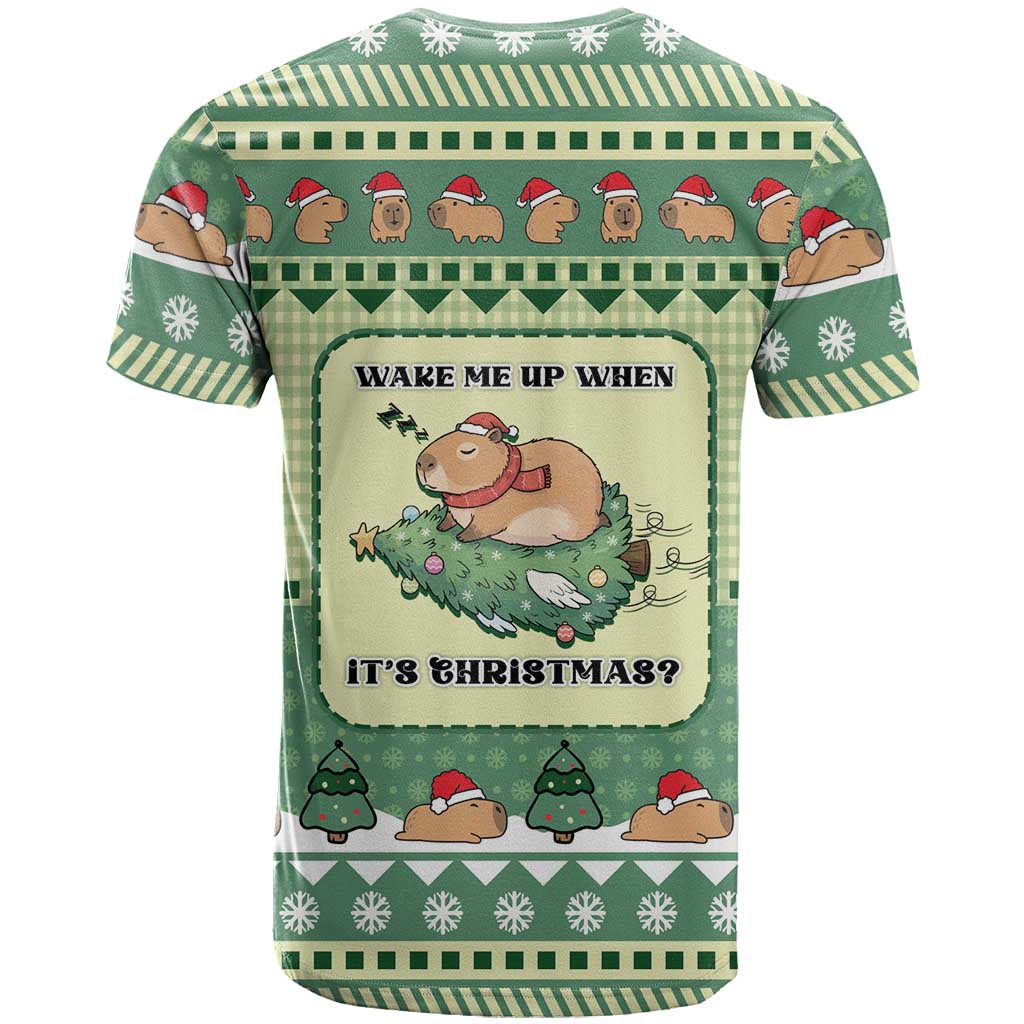Capybara Christmas T-Shirt Wake Me Up When It's Christmas Graphic Tee