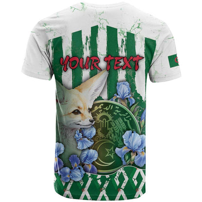 Personalized Algeria T-Shirt Fennec And Iris Grunge Style Graphic Tee