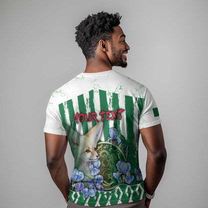 Personalized Algeria T-Shirt Fennec And Iris Grunge Style Graphic Tee