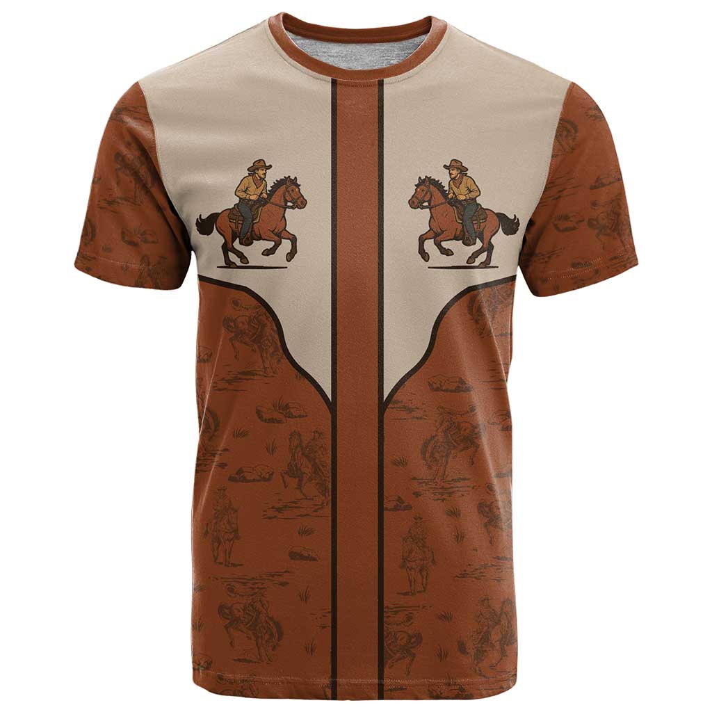 Cowboy T-Shirt Horse Riding Retro Western Yoke Graphic Tee