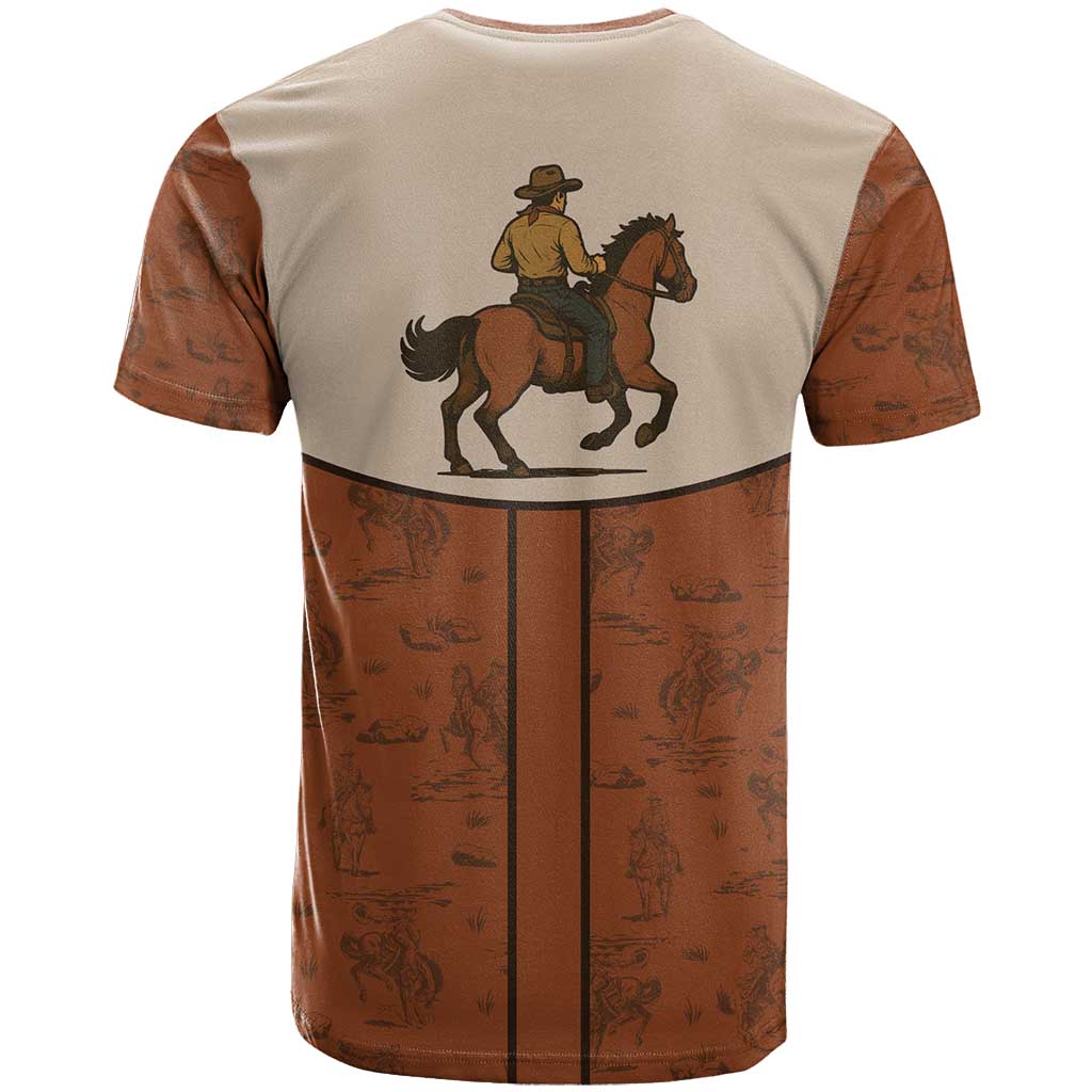 Cowboy T-Shirt Horse Riding Retro Western Yoke Graphic Tee