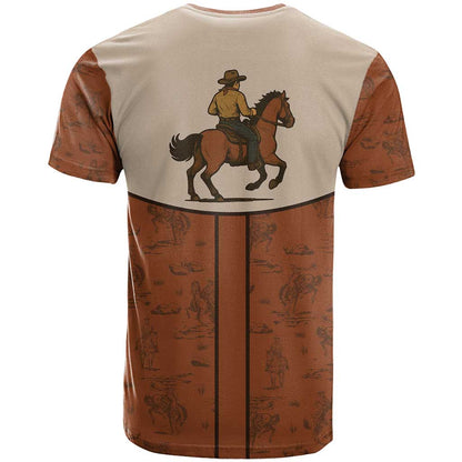 Cowboy T-Shirt Horse Riding Retro Western Yoke Graphic Tee
