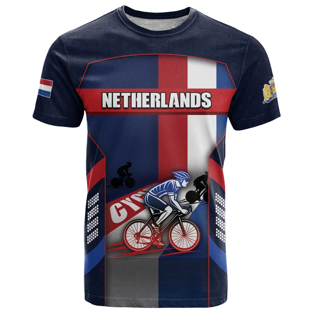 Personalized Netherlands Cycling T-Shirt Sporty Style Navy Graphic Tee