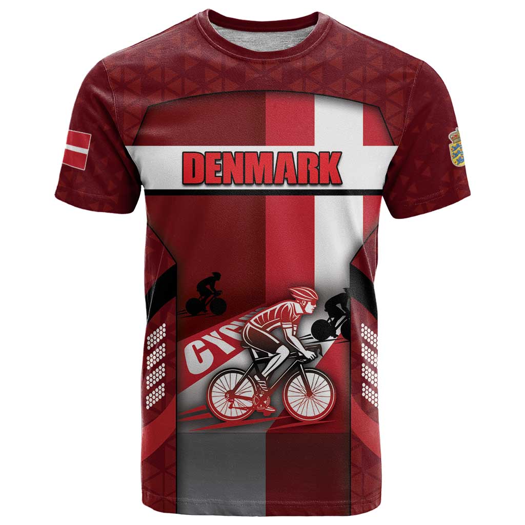 Personalized Denmark Cycling T-Shirt Sporty Style Red Graphic Tee