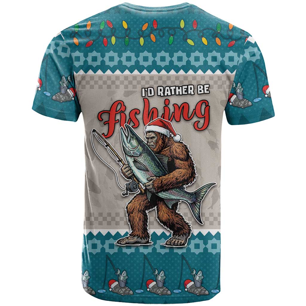 Bigfoot Fishing Christmas T-Shirt Funny Style Graphic Tee