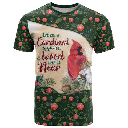 Memorial Cardinal Christmas T-Shirt When A Cardinal Appears Loved One Is Near Graphic Tee