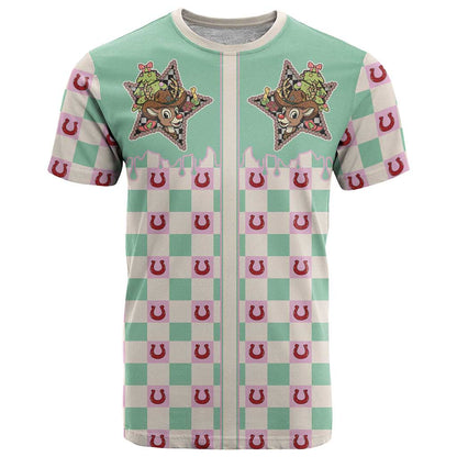 Western Yoke T-Shirt Rudolph Cowboy Christmas Retro Style Graphic Tee