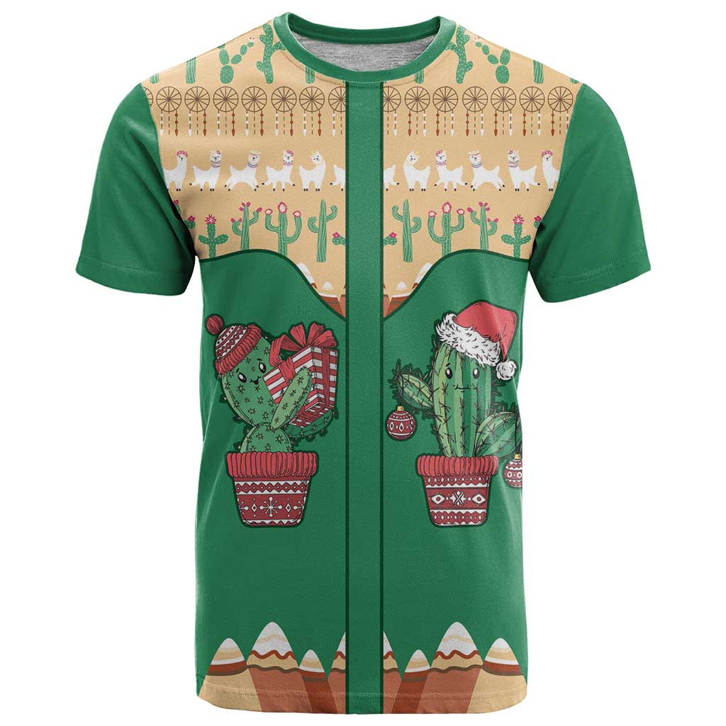 Western Yoke T-Shirt Cactus Christmas Cute Style Graphic Tee