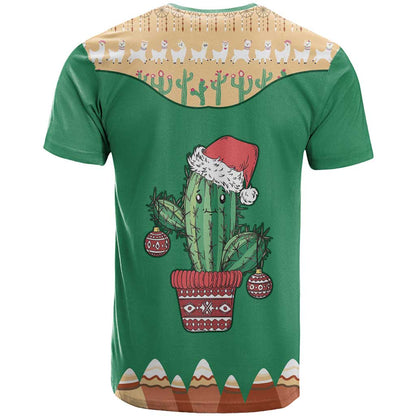Western Yoke T-Shirt Cactus Christmas Cute Style Graphic Tee