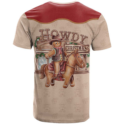 Western Yoke T-Shirt Gingerbread Howdy Christmas Graphic Tee