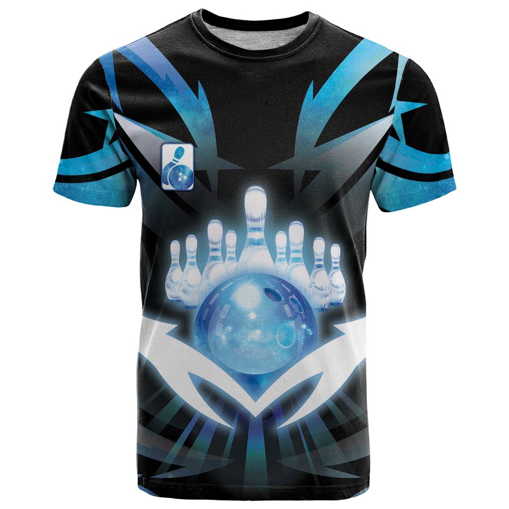 Personalized Bowling T-Shirt Cosmic Strike Graphic Tee