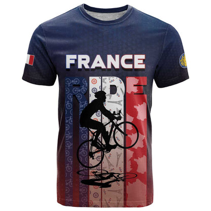 Personalized France Cycling T-Shirt Ride With Cyclist Graphic Tee