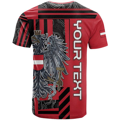 Personalized Austria T-Shirt Black Eagle Badge With Patterns Graphic Tee