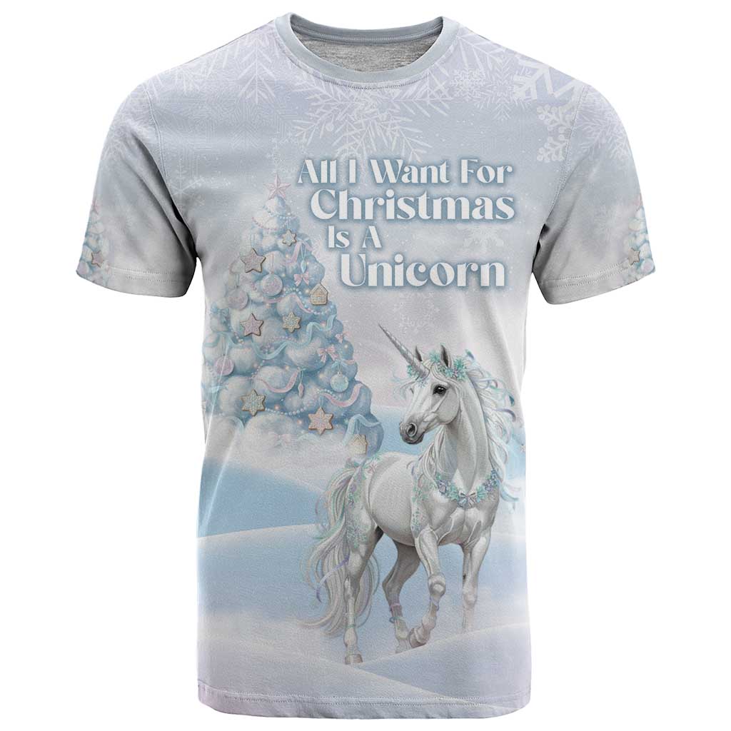 Magical Christmas T-Shirt Unicorn With Cotton Candy Xmas Tree Graphic Tee