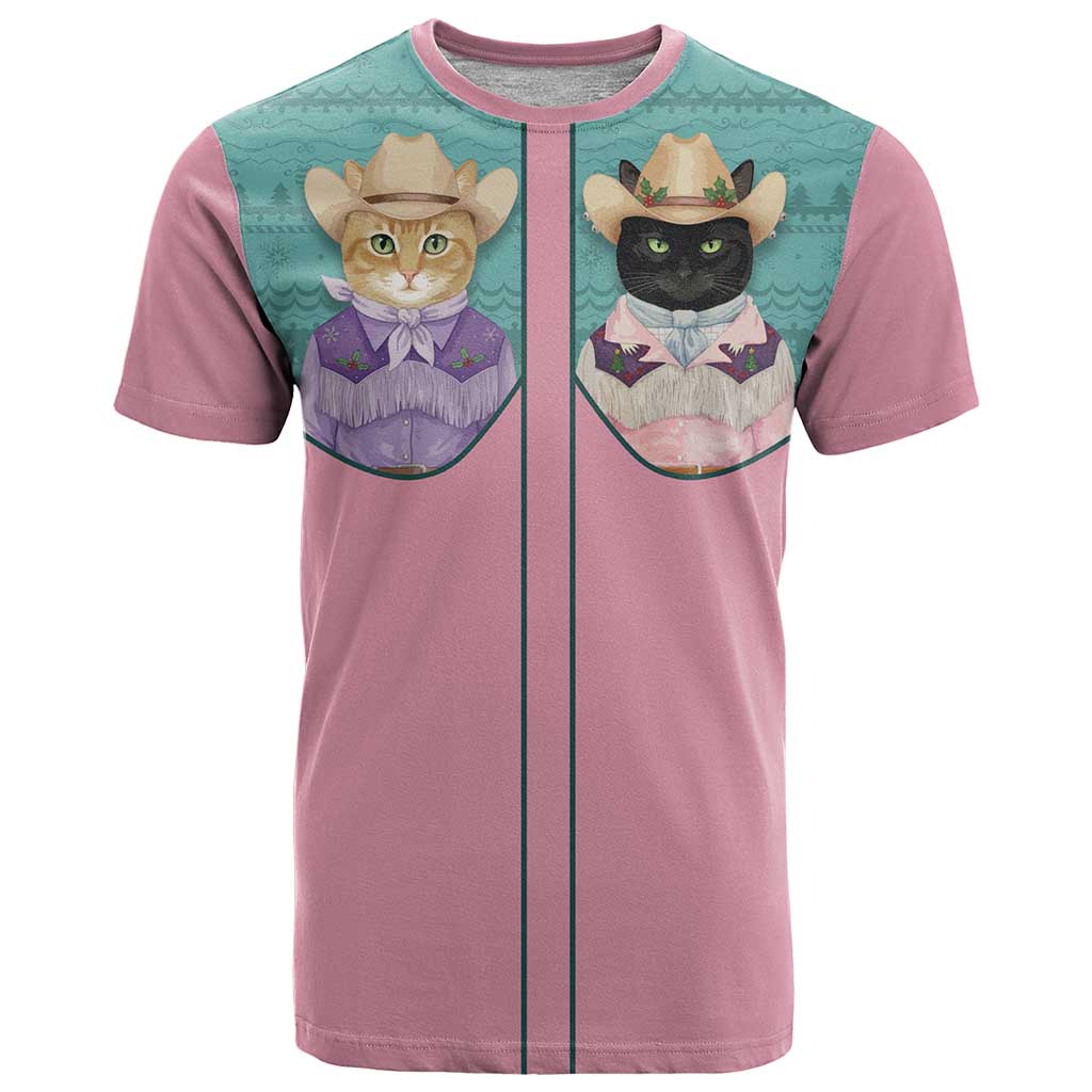 Western Yoke T-Shirt Meowdy Christmas And A Meow Year Graphic Tee