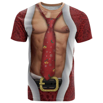 Christmas Costume T-Shirt Muscle Santa Graphic Tee